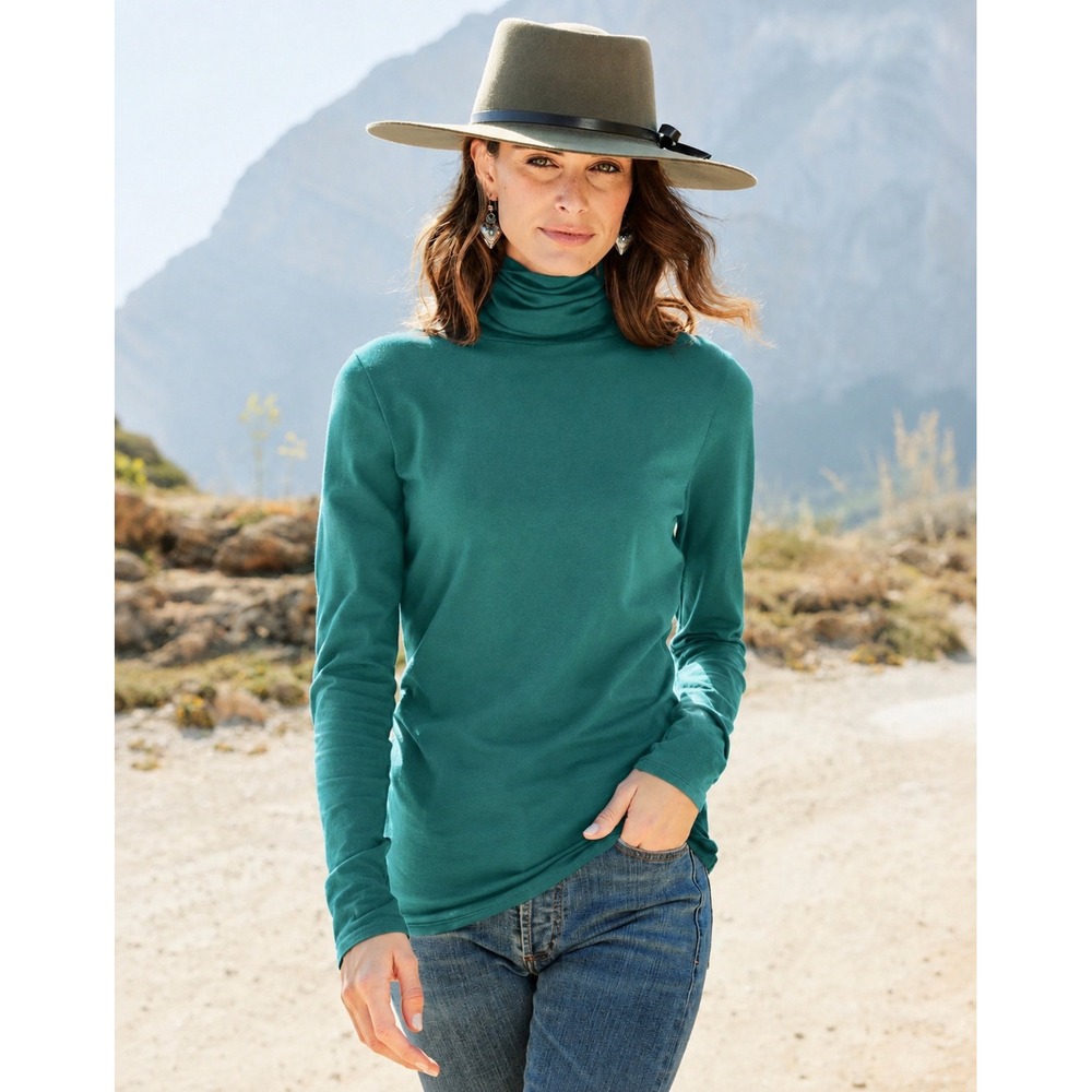 Peruvian Connection XS Pima Cotton Turtleneck Bundle Purple Teal Peru